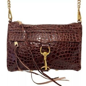 REBECCA MINKOFF Brown Croc MAC Embossed Chain Bag 💎EUC💎 MSRP $298
